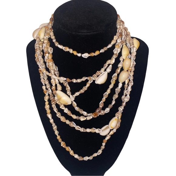 Vintage Puka Shell Necklaces- 3 Strands in Varying Lengths,in Tan and Beige - Picture 1 of 4